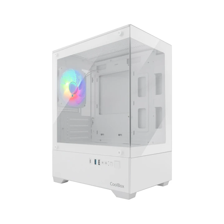 Coolbox GM200 Vision Lite Caja Mini Torre Micro ATX, Mini-ITX - Frontal y Lateral Cristal Templado - Tamaño HDD 3.5