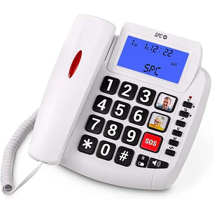 SPC Comfort Volume 2 Telefono Fijo Senior - Teclas Extragrandes - Memorias Directas con Fotografia - Gran Volumen de Timbre - Señal Luminosa en Auricu