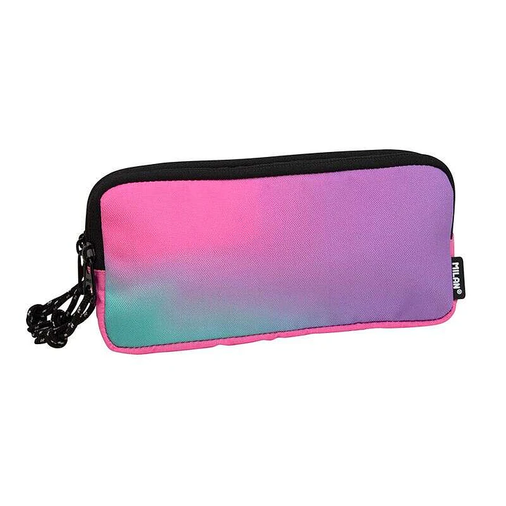 Milan Sunset Estuche Portatodo 3 Compartimentos - Tejido Resistente a las Roturas y Rasgaduras - Medidas 22x11x6.5cm - Color Rosa 1