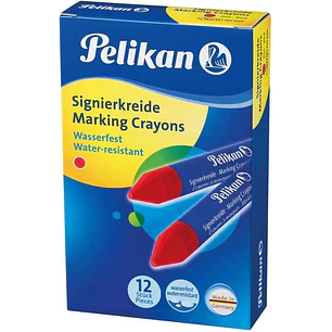 Pelikan Pack de 12 Ceras para Marcar - Resistente al Agua - Facil de Borrar - Ideal para Resaltar Texto - Color Rojo