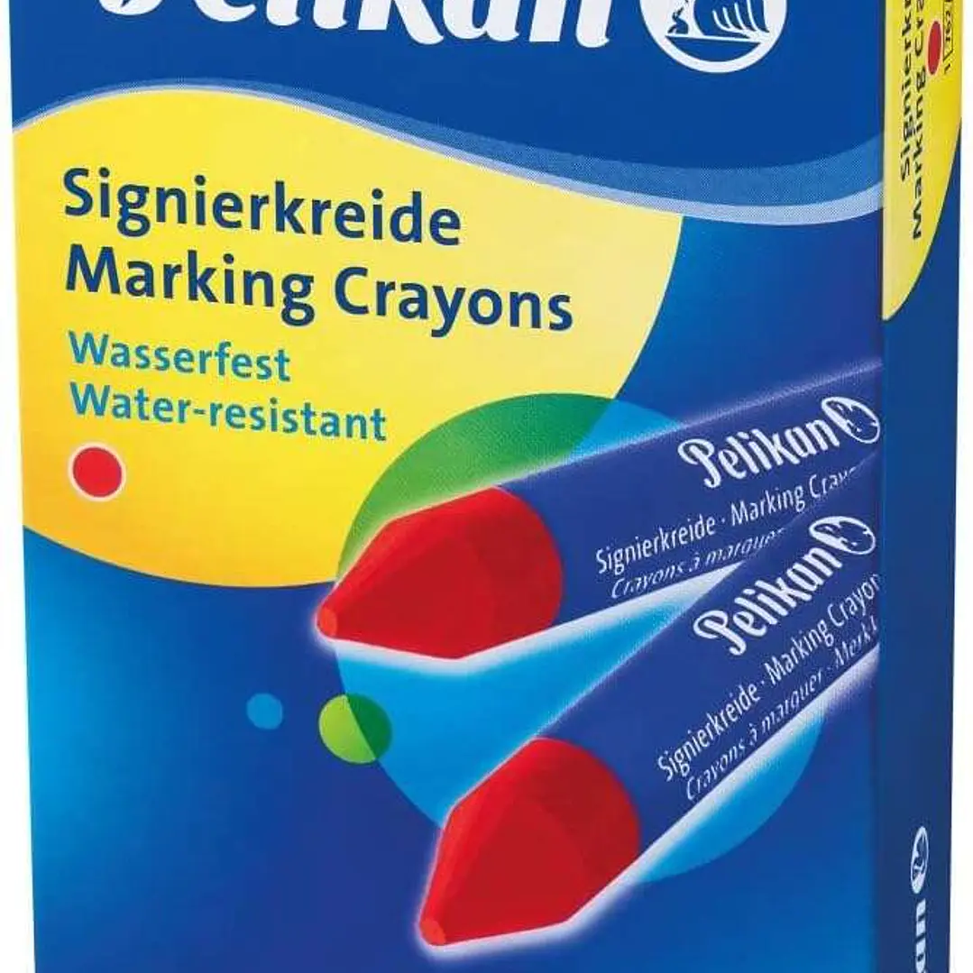 Pelikan Pack de 12 Ceras para Marcar - Resistente al Agua - Facil de Borrar - Ideal para Resaltar Texto - Color Rojo 1