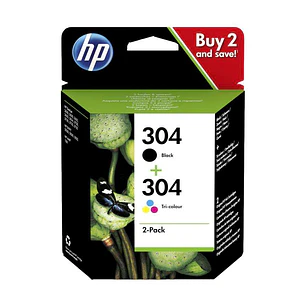 HP 304 Negro + Color Pack de 2 Cartuchos de Tinta Originales - 3JB05AE