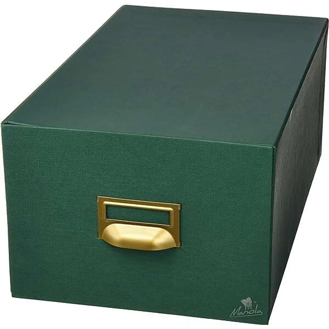 Mariola Fichero Carton Forrado en Geltex Nº5 para 500 Fichas - Medidas 250x190x250mm - Resistente y Duradero - Color Verde 1