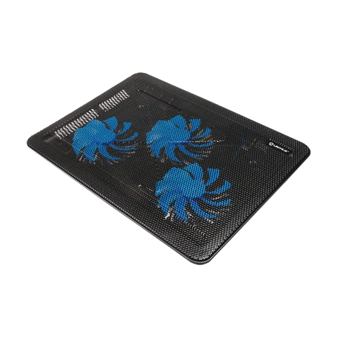 Unykach Candy C300 Base de Refrigeracion - 3 Ventiladores LED Azul - Altura Ajustable - Estructura Resistente - 2 Puertos USB - Color Negro 1