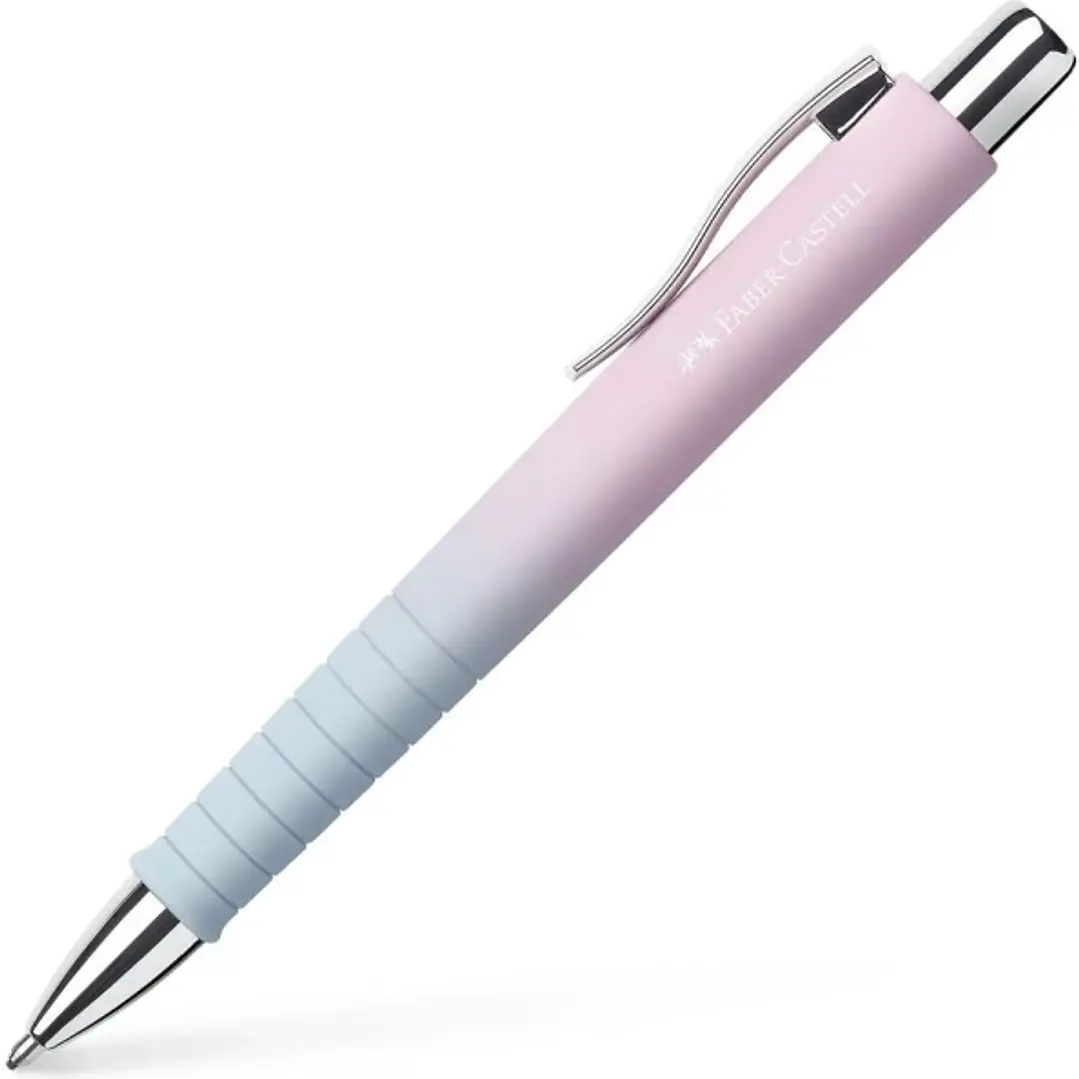 Faber-Castell Poly Ball Flow Edition Blushing Sky Boligrafo Retractil XB - Forma Triangular Ergonomica - Suave al Tacto - Color Rosa/Azul Degradado 1