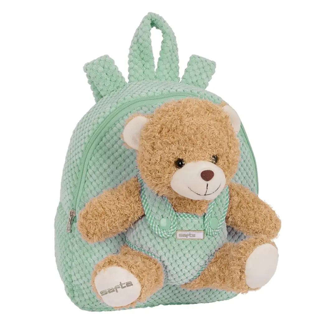 Safta Mochila Preescolar con Osito - Cremallera - Osito Extraible - Hombreras Acolchadas - Asa Superior - 4.65L - 230x75x270mm - Color Turquesa 1