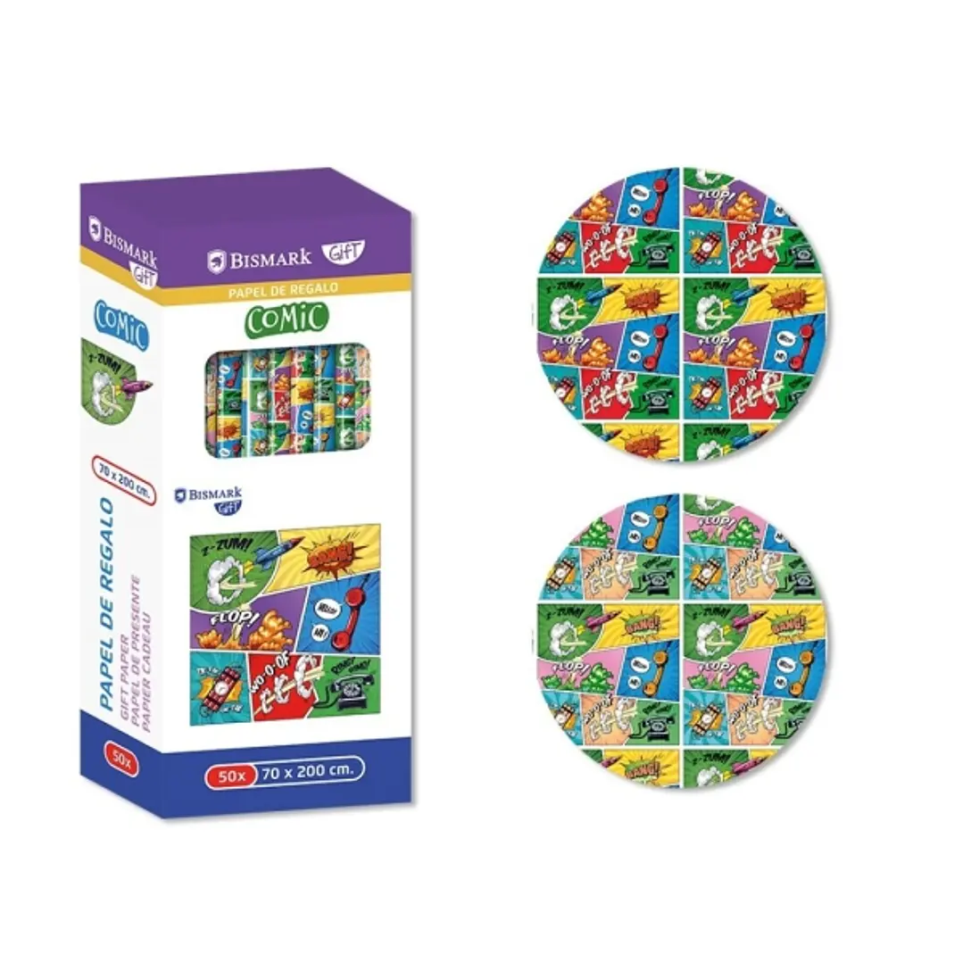 Bismark Comic Rollo de Papel Regalo - Medidas 70cmx200cm - 2 Diseños Diferentes 1