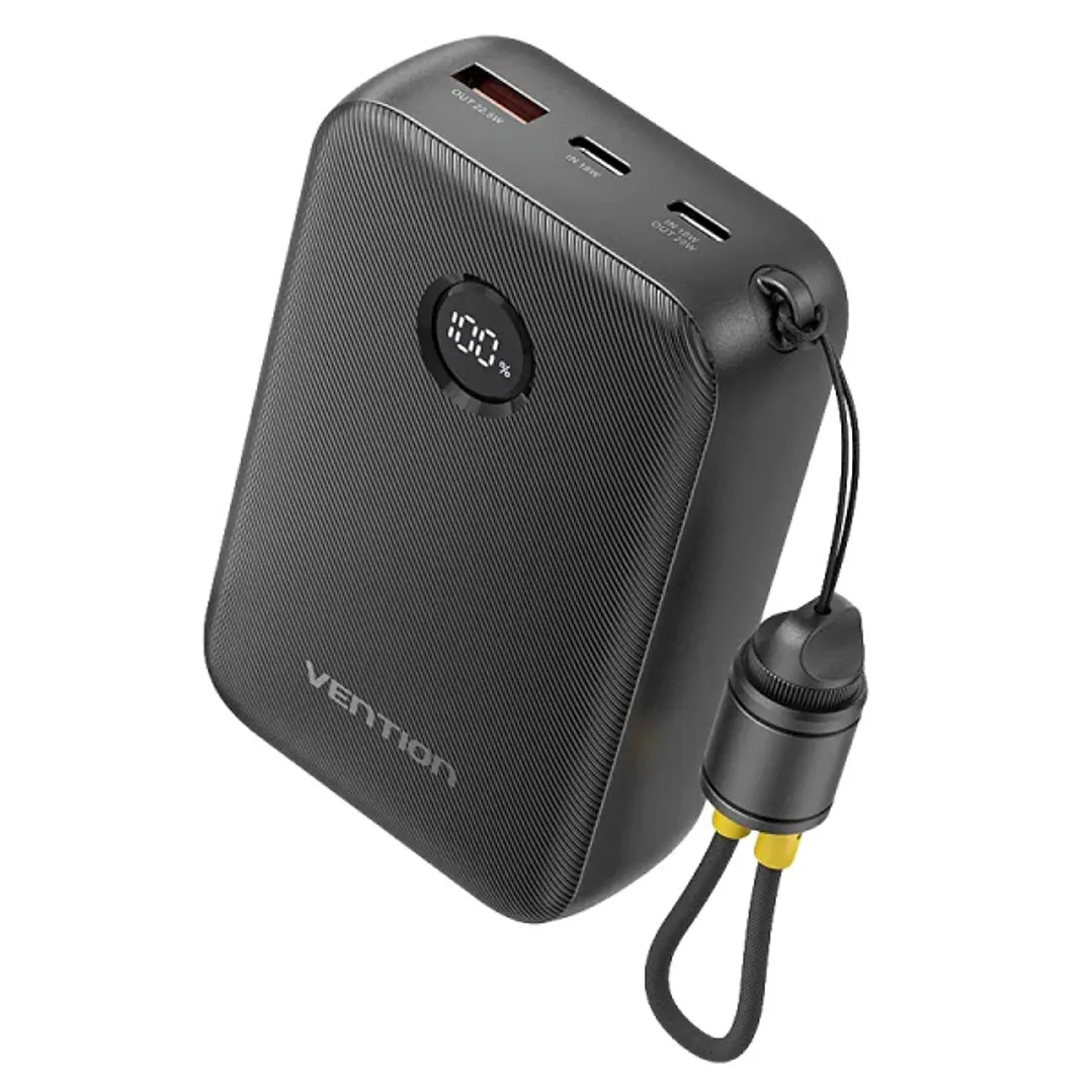 Vention Powerbank de 20000mAh - Potencia de Salida hasta 22.5W - USB-A - USB-C - Pantalla LED - Cable USB-C de 17cm - Apto para Viajes Aereos - Color  1
