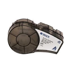 Brady M21-375-499 Cinta de Etiquetas Original Tela de Nylon - Texto Negro sobre Fondo Blanco - Ancho 9,53mm x 4,88m