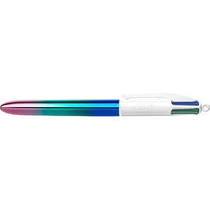 Bic 4 Colours Gradient Boligrafo de Bola Retractil - Punta Media de 1.0mm - Tinta con Base de Aceite - Cuerpo Blanco/Degradado Tricolor - 4 Colores