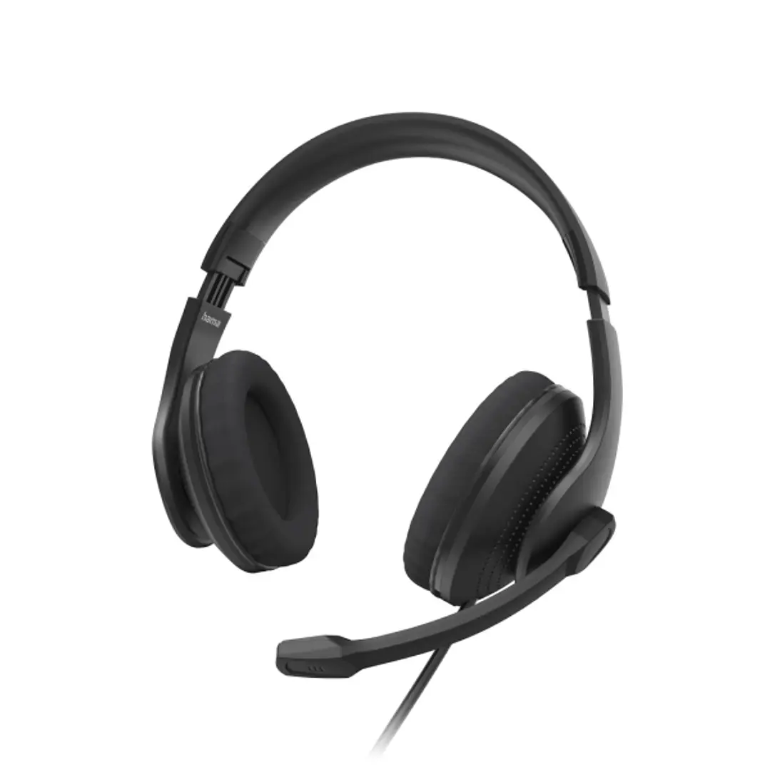 Hama Hs-USB300 V2 Auriculares con Microfono Omnidireccional - Cable 2m - Diadema Ajustable - Almohadillas de Malla - Color Negro 1