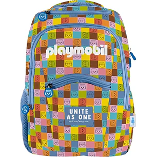 Dohe Playmobil Unite As One Mochila Escolar - Compartimento Principal con Bolsillo Acolchado - Bolsillos Laterales para Bebidas - Espalda Acolchada - 