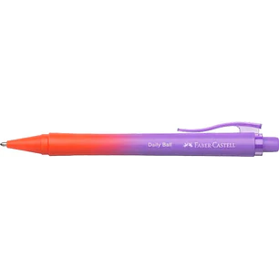 Faber-Castell Daily Ball Flow Edition Punchy Melon Boligrafo Retractil XB - Atractivo Diseño - Tinta Azul Indeleble - Color Lila/Rojo Degradado