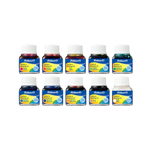 Pelikan 523 Pack de 10 Tintas Chinas - 10ml - Pigmentacion Intensa - Colores Surtidos