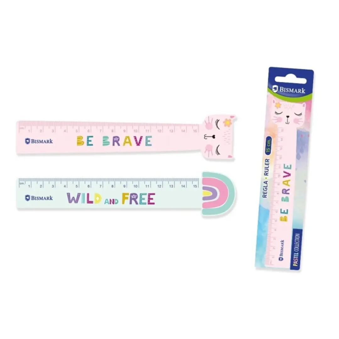 Bismark Regla 15cm con Decoraciones de Frases Motivadoras - Fabricada en Plastico - Ideal para Colegio - 2 Diseños Diferentes 1