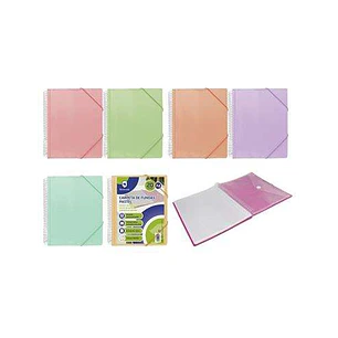 Bismark Carpeta Espiral 20 Fundas Transparentes - Polipropileno - Tamaño A4 - Espiral Plastica Indeformable - Apertura 360 Grados - Gomas de Cierre - 
