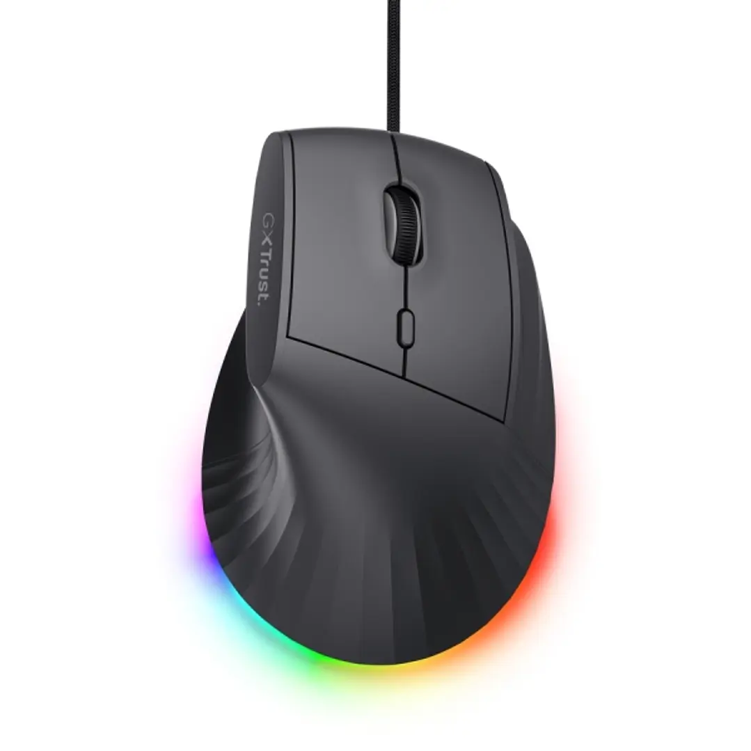 Trust GXT 145 Rexxa Raton Gaming Ergonomico con 10 Botones - Ajustable hasta 12.800dpi - Luz LED RGB - Multidispositivo - 59x79x120mm - Color Negro 1