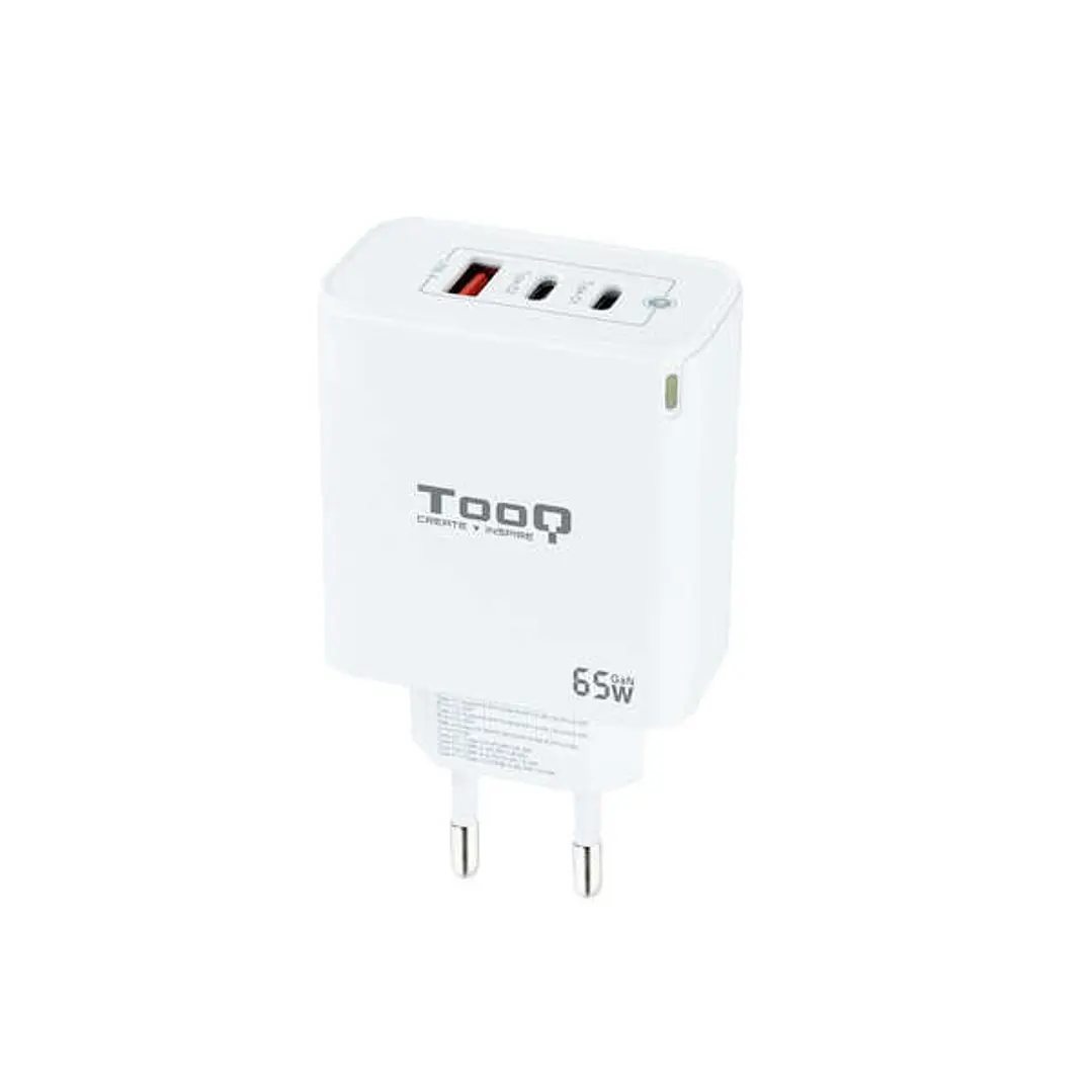 Tooq Cargador de Pared GaN 2 USB-C/PD + USB-A/QC 65W - Color Blanco 1