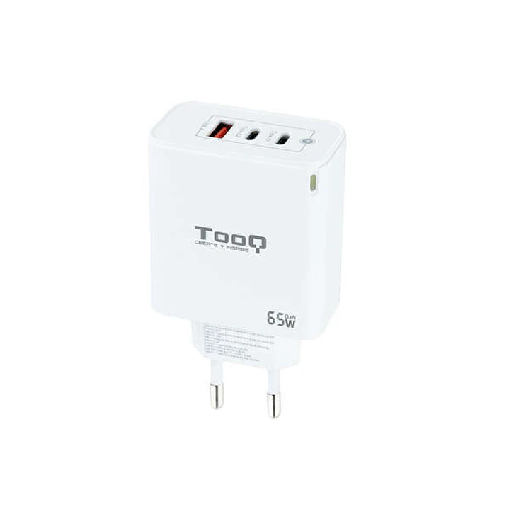 Tooq Cargador de Pared GaN 2 USB-C/PD + USB-A/QC 65W - Color Blanco 1