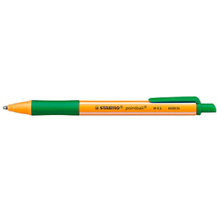 Stabilo Pointball Boligrafo Retractil - Punta de 1mm - Tinta con Base de Aceite - Recargable - 79% Plastico Reciclado - Grip Antideslizante - Color Ve