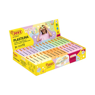 Jovi Expositor de 30 Pastillas de Plastilina 50gr - 100% Vegetal - Muy Moldeable - No Se Seca - Mezclables - Colores Pastel Surtidos