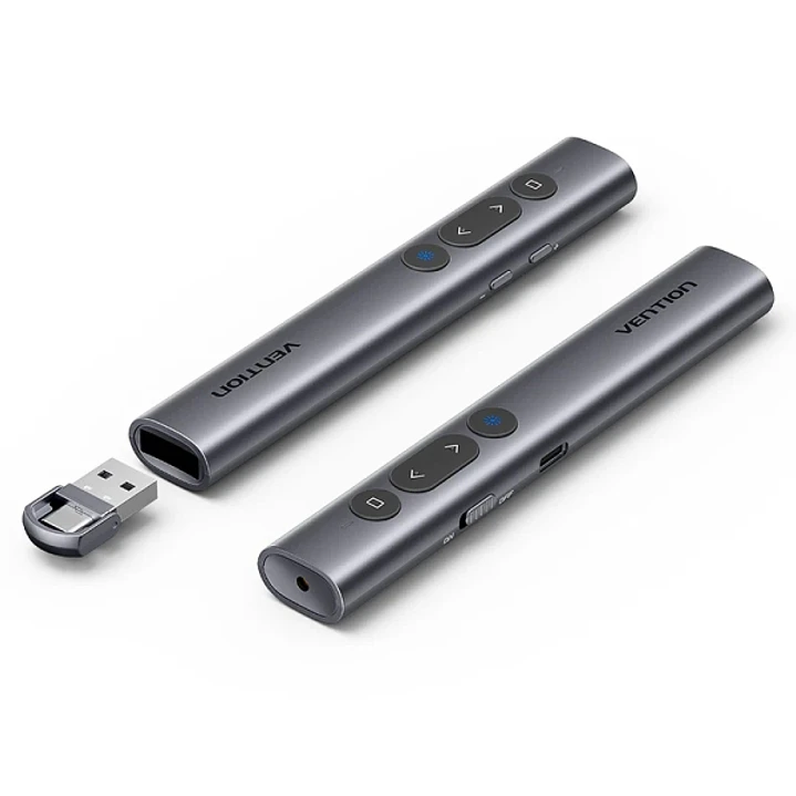 Vention Presentador Inalambrico - Puntero Laser Verde - Bluetooth - Bateria 200mAh - Transmision 4GHz - Alcance hasta 50m - Recargable - Monitoreo de  1