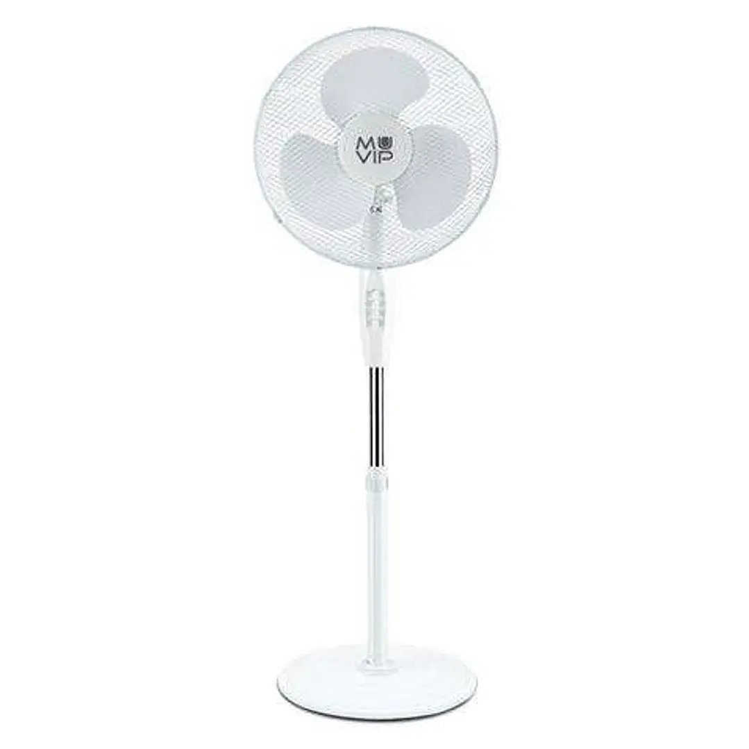 Muvip Ventilador de Pie 45W 3 Aspas - 3 Velocidades - Altura e Inclinacion Ajustables - Base Reforzada - Color Blanco 1