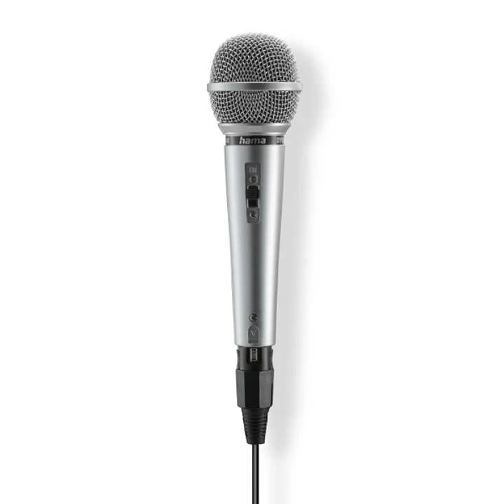 Hama Jam Star Microfono Dinamico - Cable 3m - 100Hz - Jack 3.5mm - Cardioide - 600 Ohm - 170x52x52mm - Color Plata 1