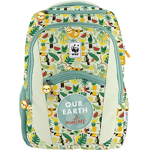 Dohe WWF Tropic Mochila Escolar - Compartimento Principal con Bolsillo Acolchado - Bolsillos Laterales para Bebidas - Espalda Acolchada - Doble Asa Su