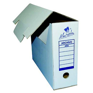Mariola Caja de Archivo Definitivo Tamaño Folio Prolongado - Medidas 27,5x12x39cm - Ideal para Organizar Documentos - Color Blanco y Azul