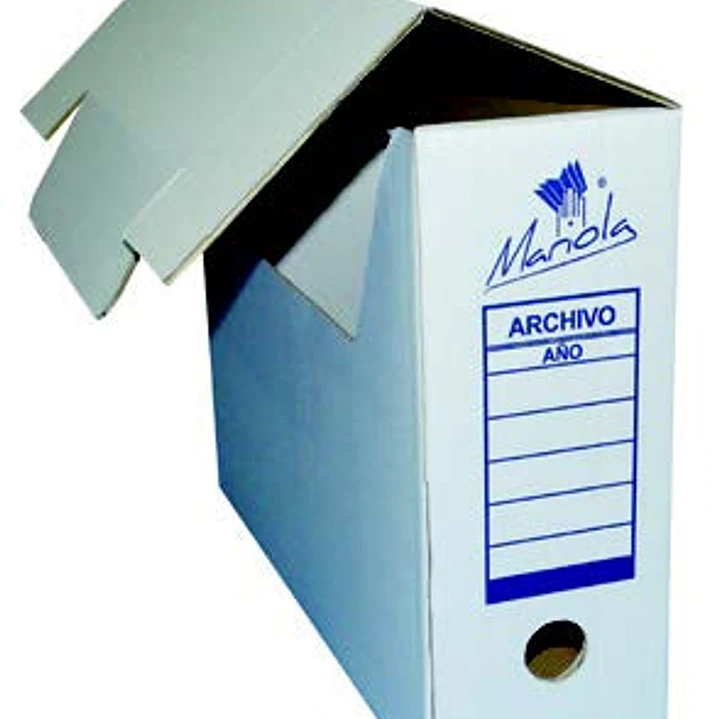 Mariola Caja de Archivo Definitivo Tamaño Folio Prolongado - Medidas 27,5x12x39cm - Ideal para Organizar Documentos - Color Blanco y Azul 1