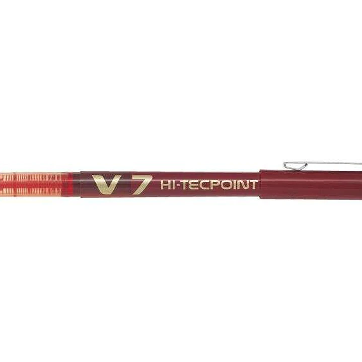 Pilot Boligrafo de tinta liquida V7 HI-Tecpoint Rollerball - Punta fina de aguja 0.7mm - Trazo 0.5mm - Color Rojo 1