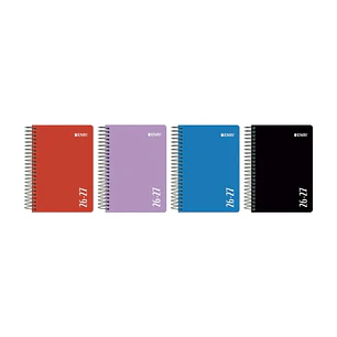Enri Agenda Escolar con Espiral - Castellano - Tapa de Plastico - Formato Octavo - Dia Pagina - Colores Surtidos