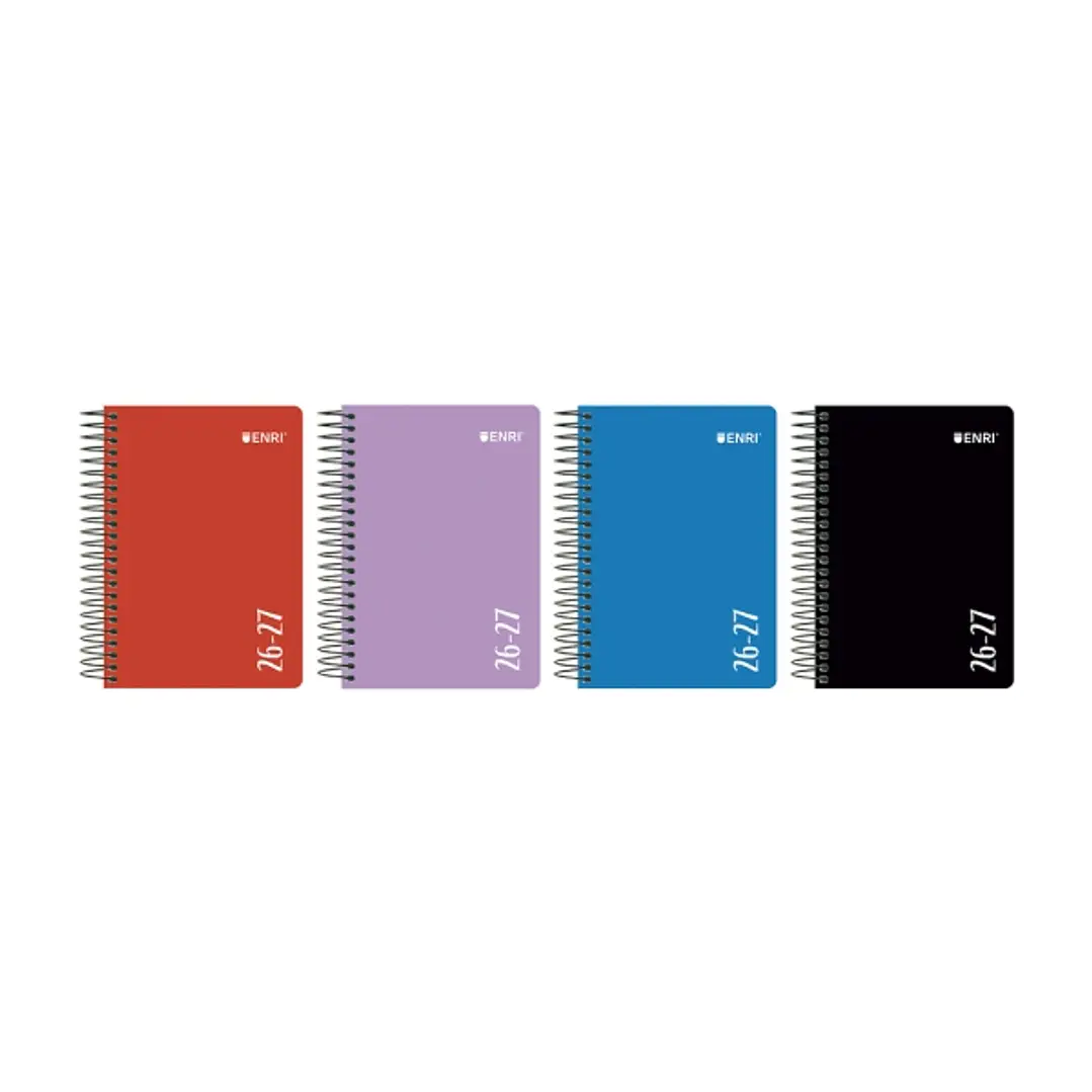 Enri Agenda Escolar con Espiral - Castellano - Tapa de Plastico - Formato Octavo - Dia Pagina - Colores Surtidos 1