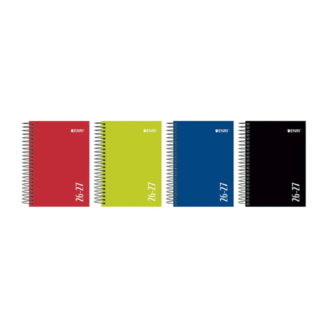 Enri Agenda Escolar con Espiral - Castellano - Tapa Extradura - Formato Octavo - Dia Pagina - Acabado Brillante - Colores Surtidos 1