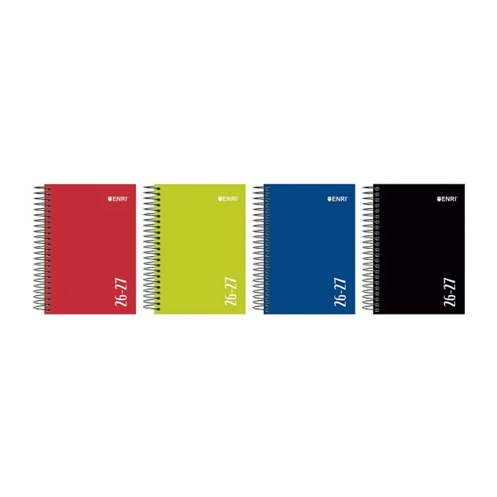 Enri Agenda Escolar con Espiral - Castellano - Tapa Extradura - Formato Octavo - Dia Pagina - Acabado Brillante - Colores Surtidos 1
