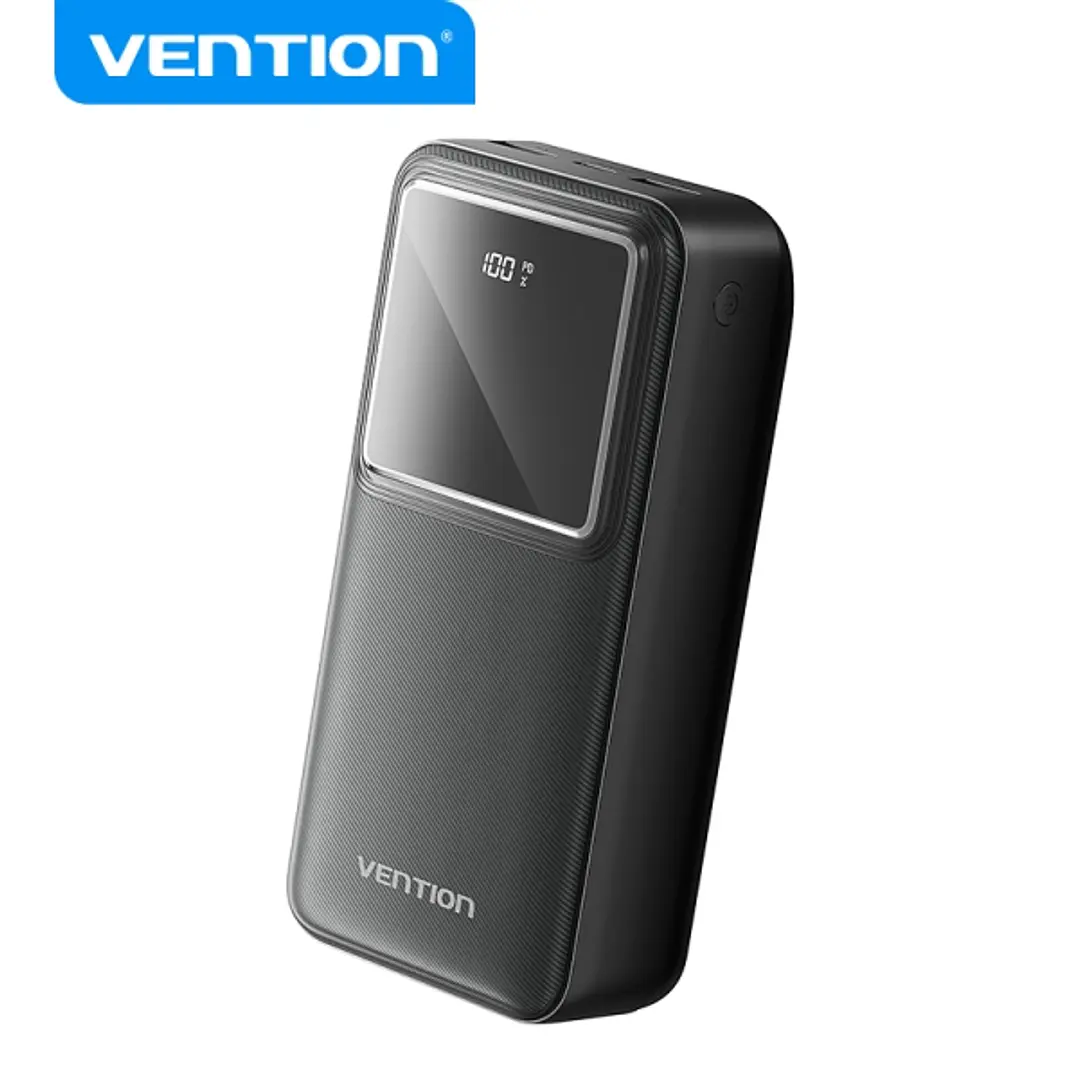 Vention Powerbank de Energia - 30000mAh - Carga Rapida 22.5W - USB-C/USB-A - Pantalla LED - Color Negro 1
