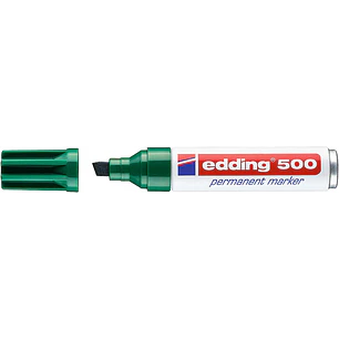 Edding 500 Rotulador Permanente - Punta Biselada - Trazo entre 2 y 7 mm. - Recargable - Secado Instantaneo - Color Verde
