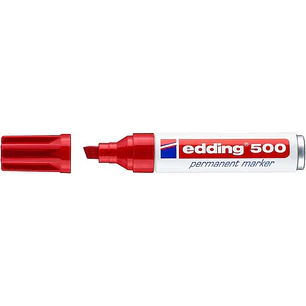 Edding 500 Rotulador Permanente - Punta Biselada - Trazo entre 2  y 7 mm. - Recargable - Secado Instantaneo - Color Rojo