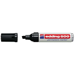 Edding 500 Rotulador Permanente - Punta Biselada - Trazo entre 2 y 7 mm. - Recargable - Secado Instantaneo - Color Negro