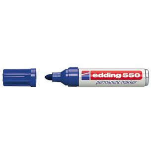 Edding 550 Rotulador Permanente - Punta Redonda - Trazo entre 3 y 4 mm. - Recargable - Secado Rapido - Color Azul