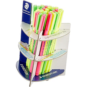 Staedtler Triplus Textsurfer 362 Expositor de 30 Marcadores Fluorescentes - Trazo 1 - 4mm Aprox - Tinta Base de Agua - Colores Surtidos