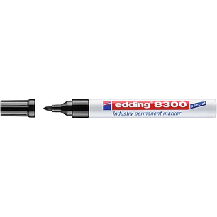 Edding 8300 Rotulador Permanente Industrial - Punta Redonda 1.5-3mm - Tinta Resistente al Desgaste, Roce y Luz - Color Negro