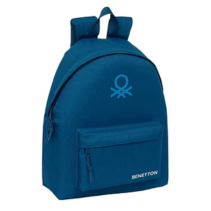 Safta Benetton Basics Marino Mochila - Bolsillo Frontal - Hombreras Acolchadas - Doble Tirador en Cremallera - Asa Superior de Transporte - 20.80L - 3