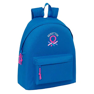 Safta Benetton Basics Azulina Mochila - Bolsillo Frontal - Hombreras Acolchadas - Doble Tirador en Cremallera - Asa de Mano Superior - 20.80L - 330x15