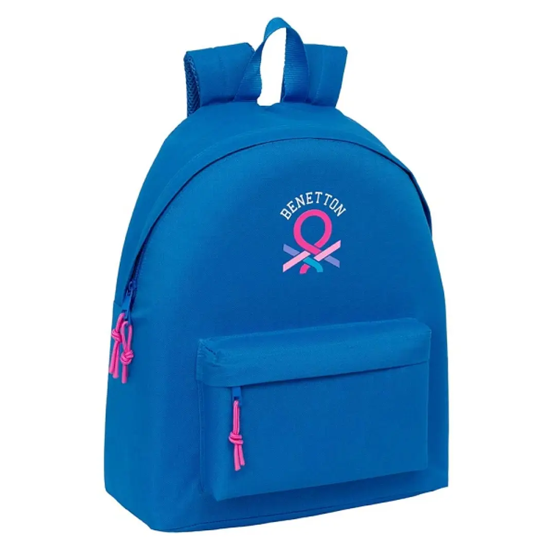 Safta Benetton Basics Azulina Mochila - Bolsillo Frontal - Hombreras Acolchadas - Doble Tirador en Cremallera - Asa de Mano Superior - 20.80L - 330x15 1