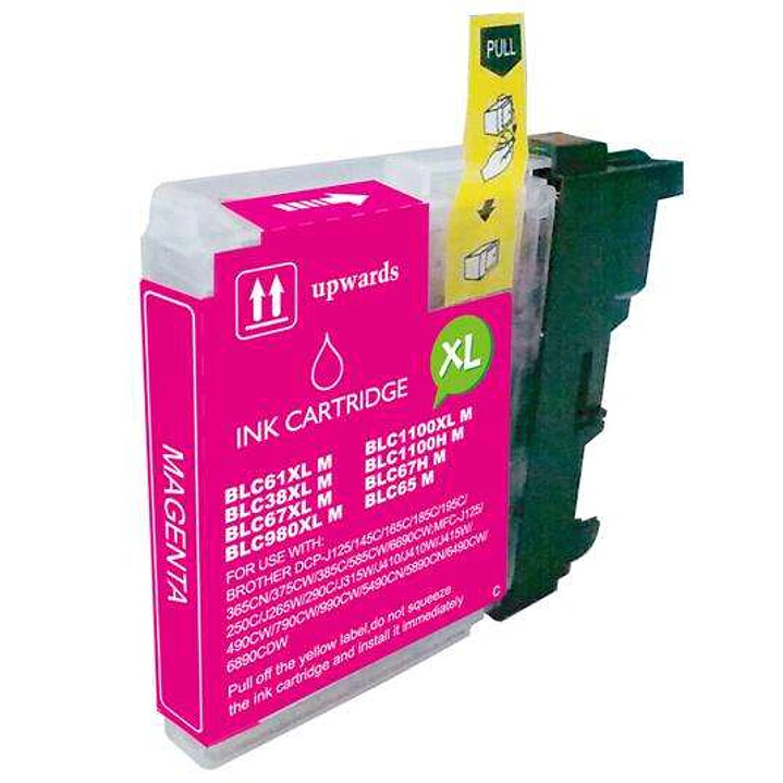 BULK - Brother LC980XL/LC1100XL/LC985XL Magenta Cartucho de Tinta Generico - Reemplaza LC980M/LC1100M/LC985M 1
