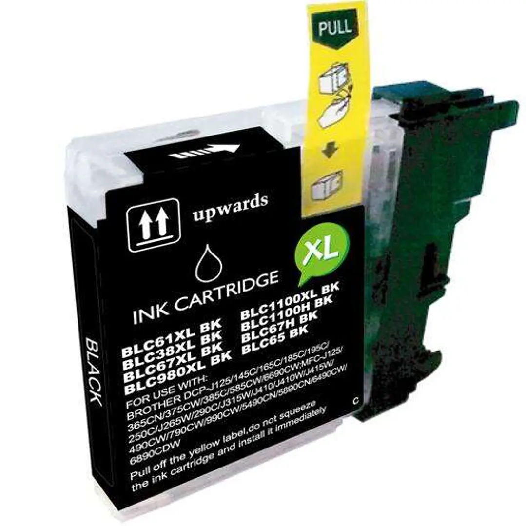 BULK - Brother LC980XL/LC1100XL/LC985XL Negro Cartucho de Tinta Generico - Reemplaza LC980BK/LC1100BK/LC985BK 1