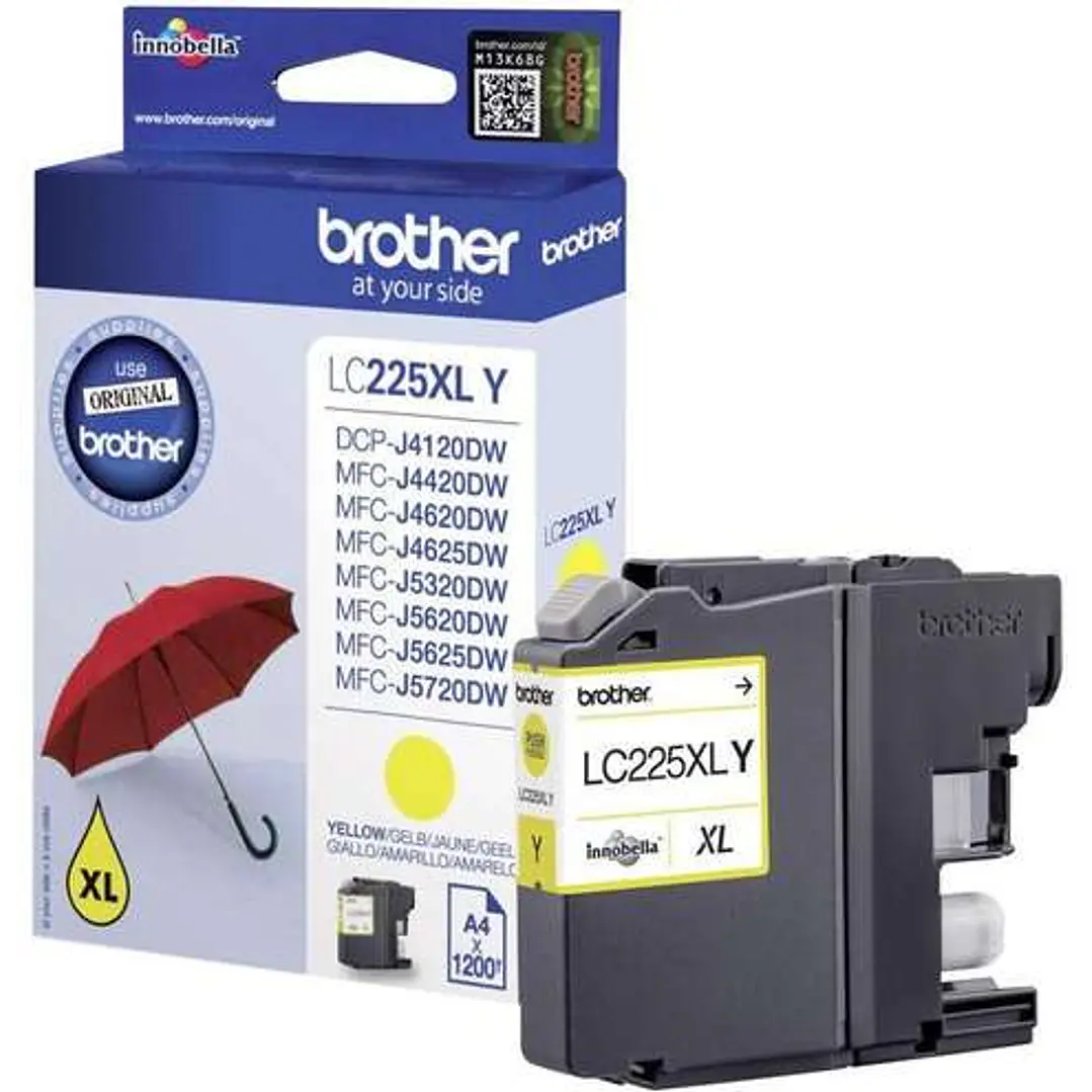 Brother LC225XL Amarillo Cartucho de Tinta Original - LC225XLYBP 1