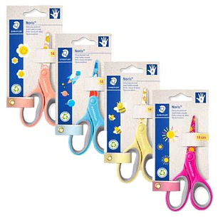 Staedtler Noris 965 Tijera Escolar 14cm - Agarre Ergonomico Suave - Cuchillas Romas - Colores Surtidos